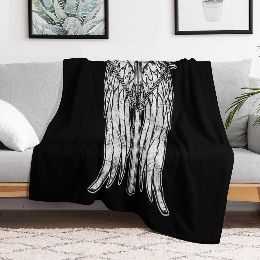 Angel Wings And Crossbow (Dirty) Velvety-soft Throw Blanket