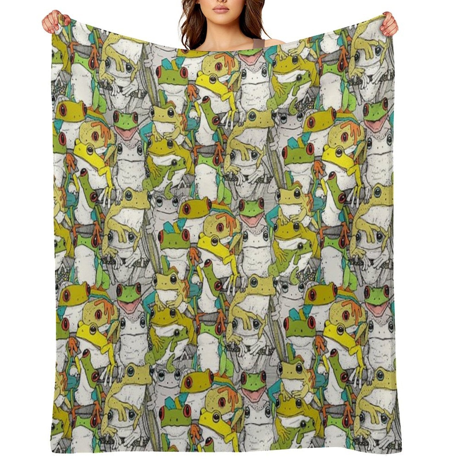 Just Tree Frogs Col Sustainable Throw Blanket