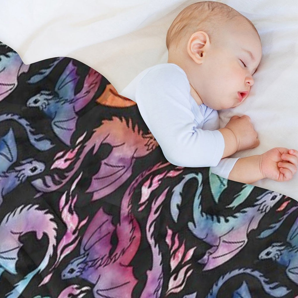 Dragon Fire Dark Rainbow Versatility Throw Blanket
