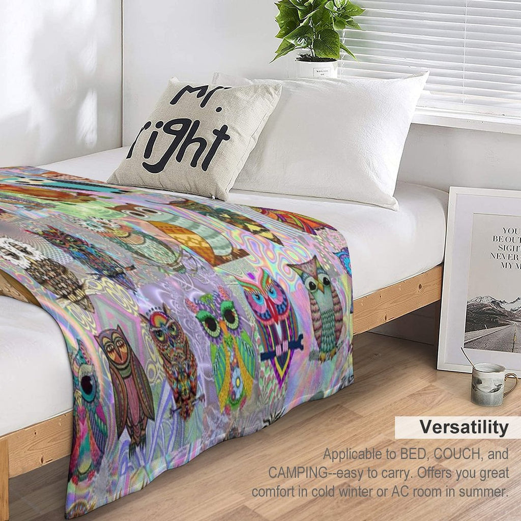 Psychedelic Owls Shrink-resistant Throw Blanket