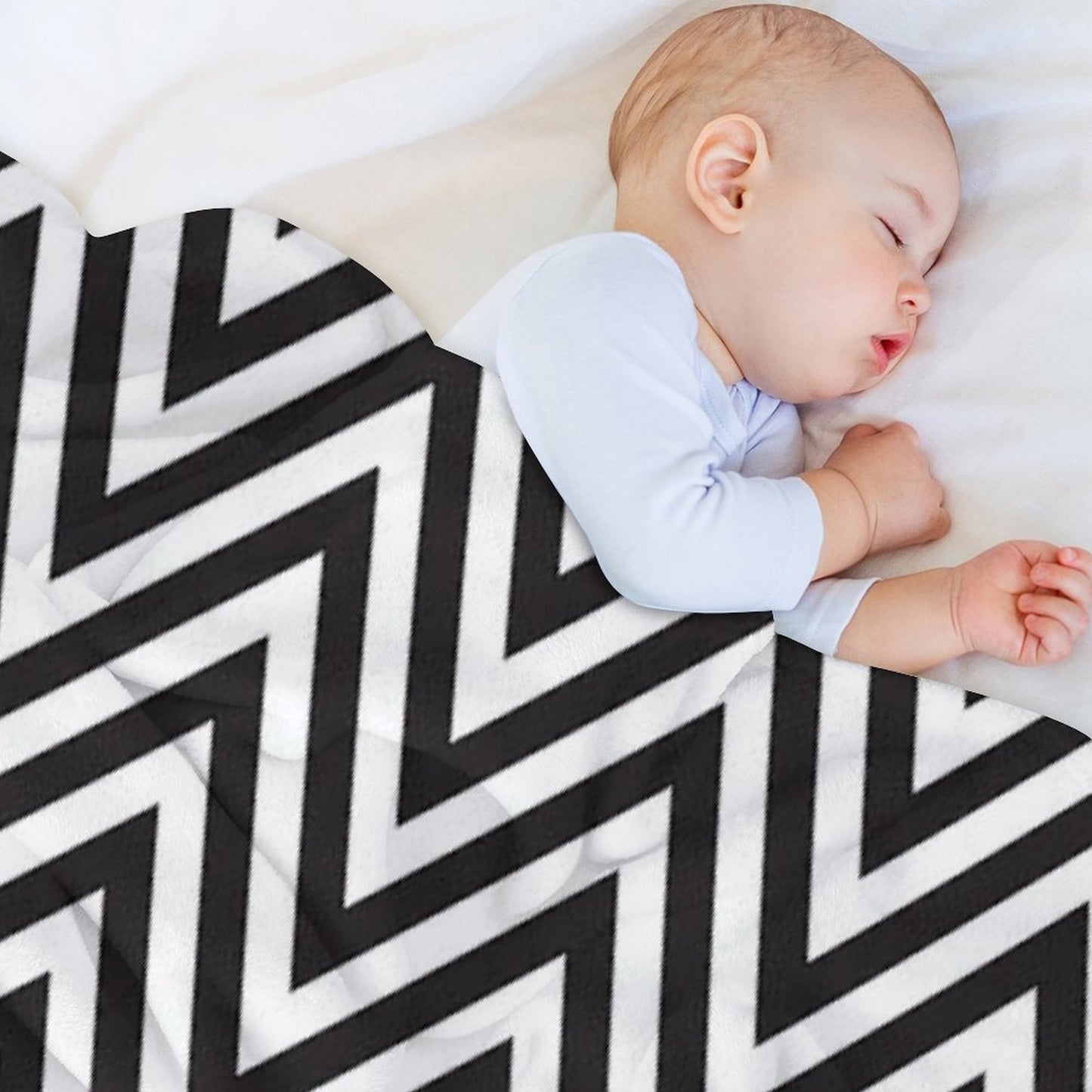 MODERN CHEVRON PATTERN Bold Monochrome Black + White Plush Throw Blanket