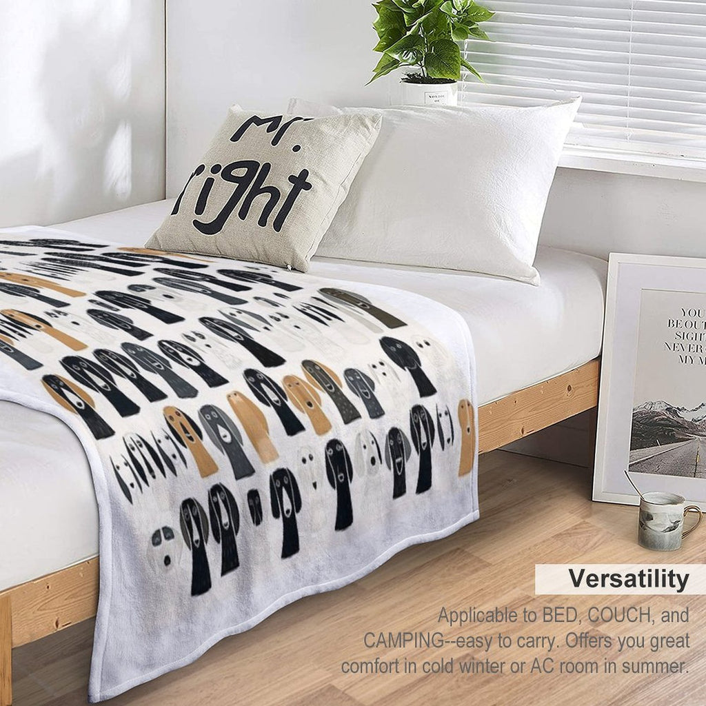 Quirky Dog Patterns Velvety-soft Throw Blanket