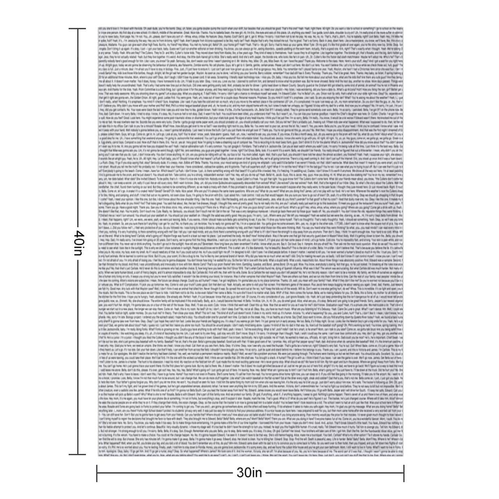 Entire Twilight Movie Script Plush Throw Blanket