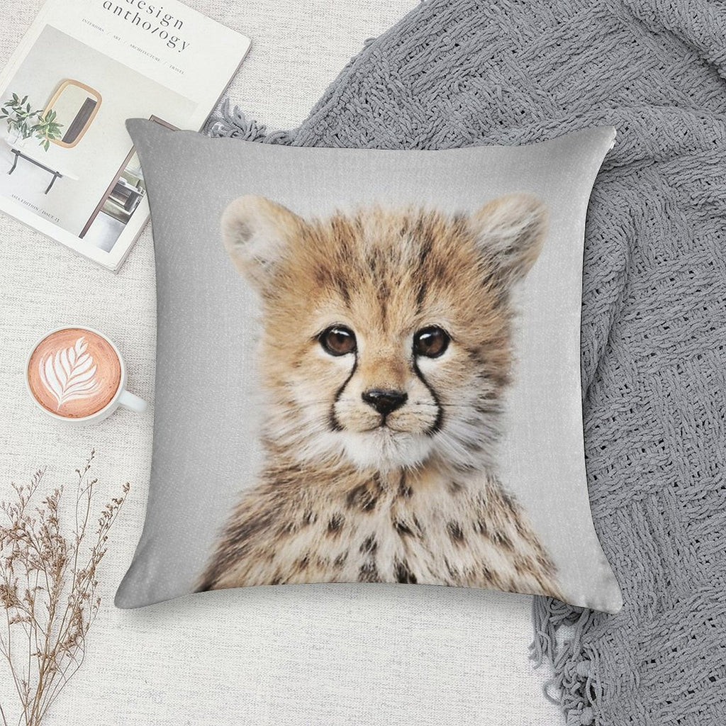 Baby Cheetah - Colorful Soft Bedroom Essential Throw Pillow