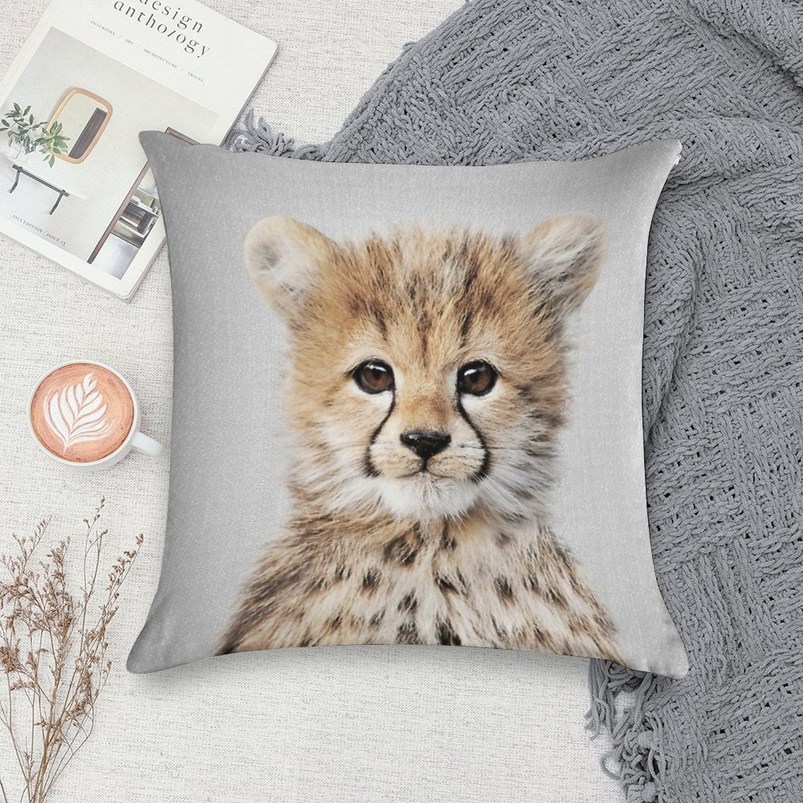 Baby Cheetah - Colorful Soft Bedroom Essential Throw Pillow