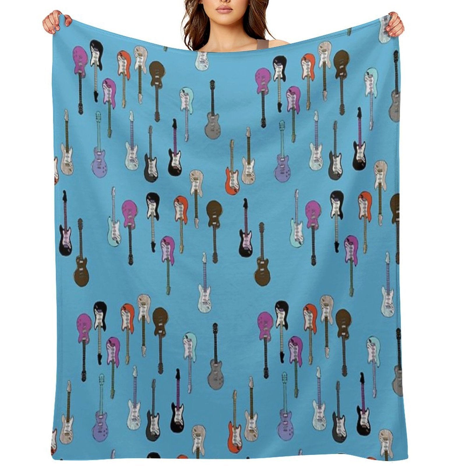 Guitars Blues Machine-washable Throw Blanket