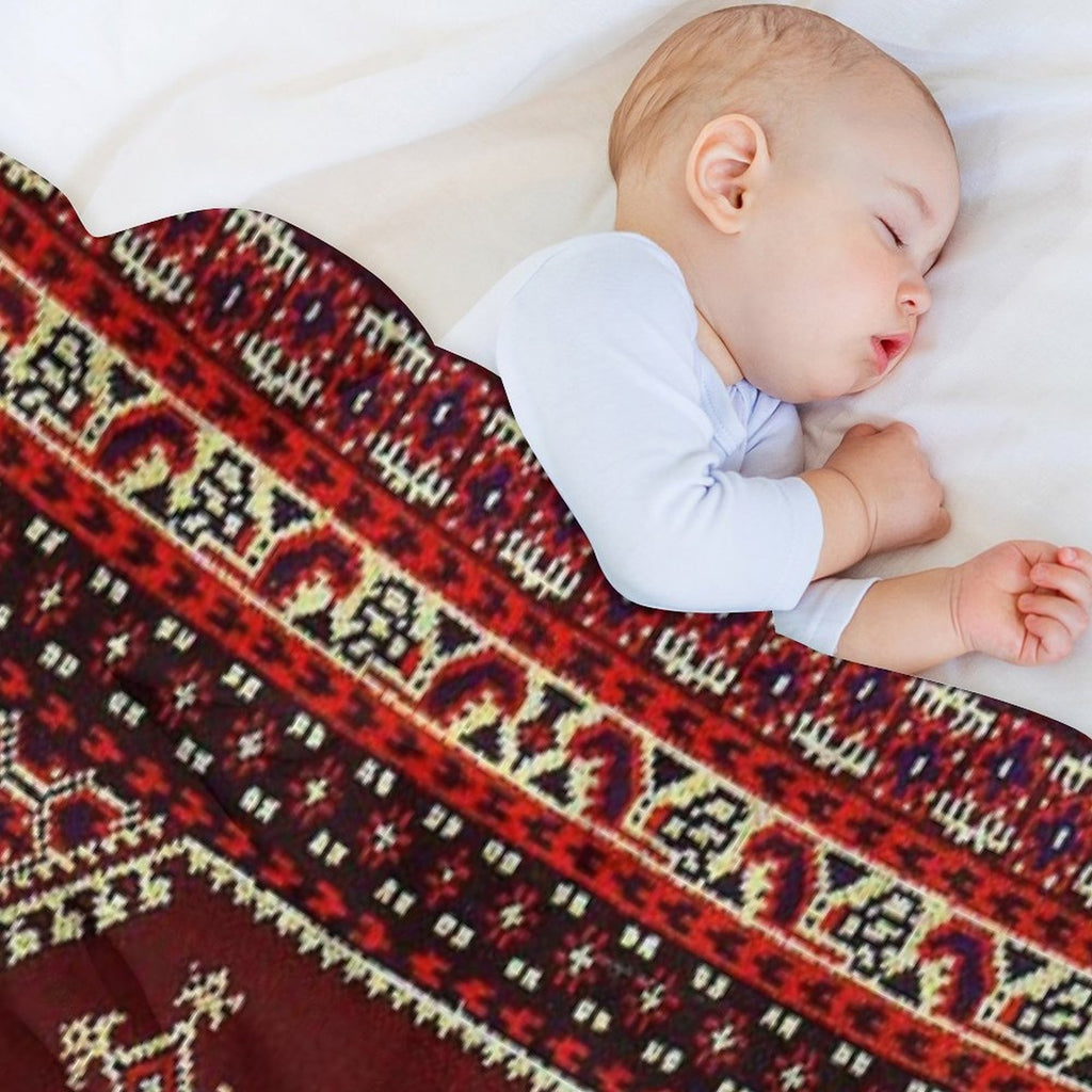 Authentic Moroccan Carpet Machine-washable Throw Blanket