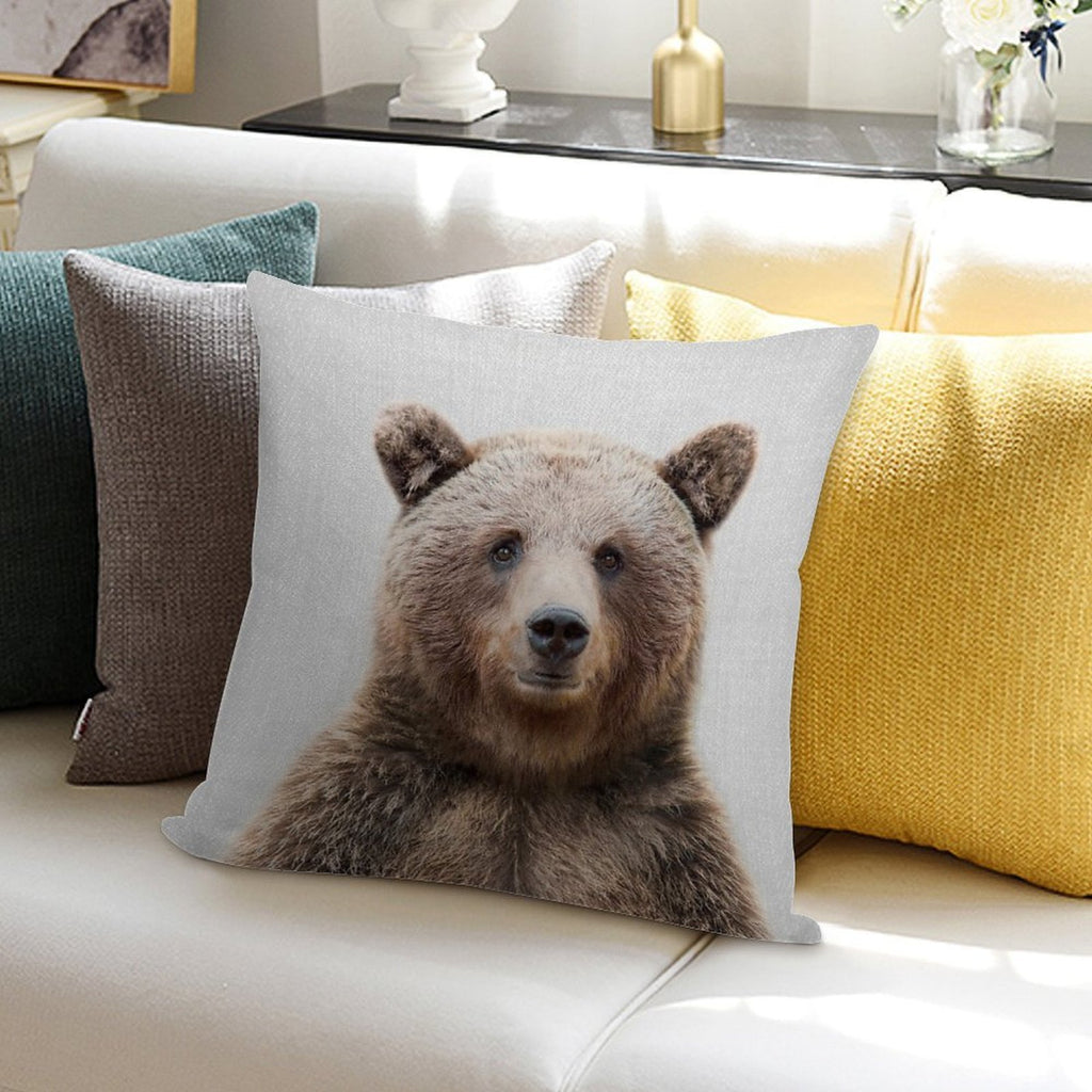 Grizzly Bear - Colorful Soft Reinforced Edging Throw Pillow