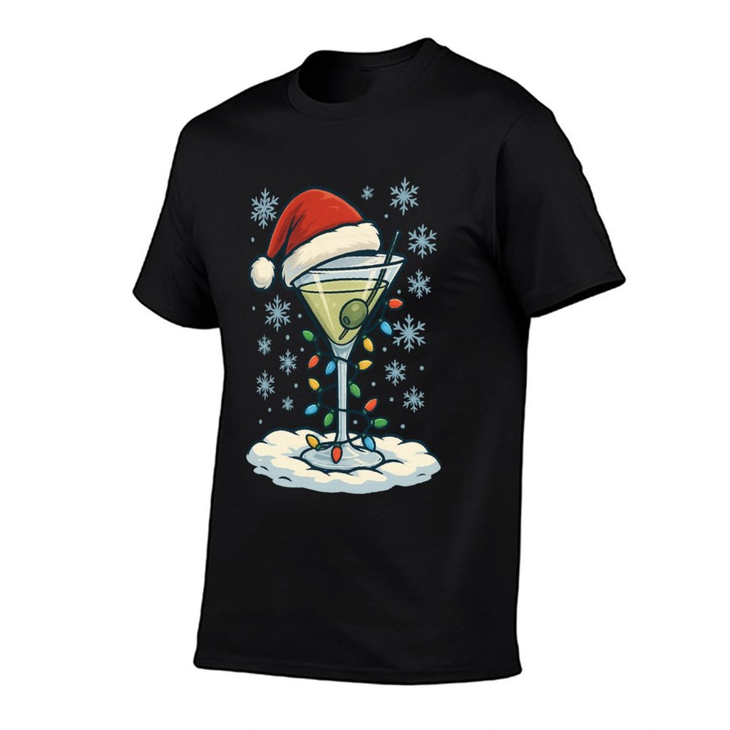 Fun Christmas Lights Wrapped On Dirty Dry Martini Lover  Cotton T-Shirt