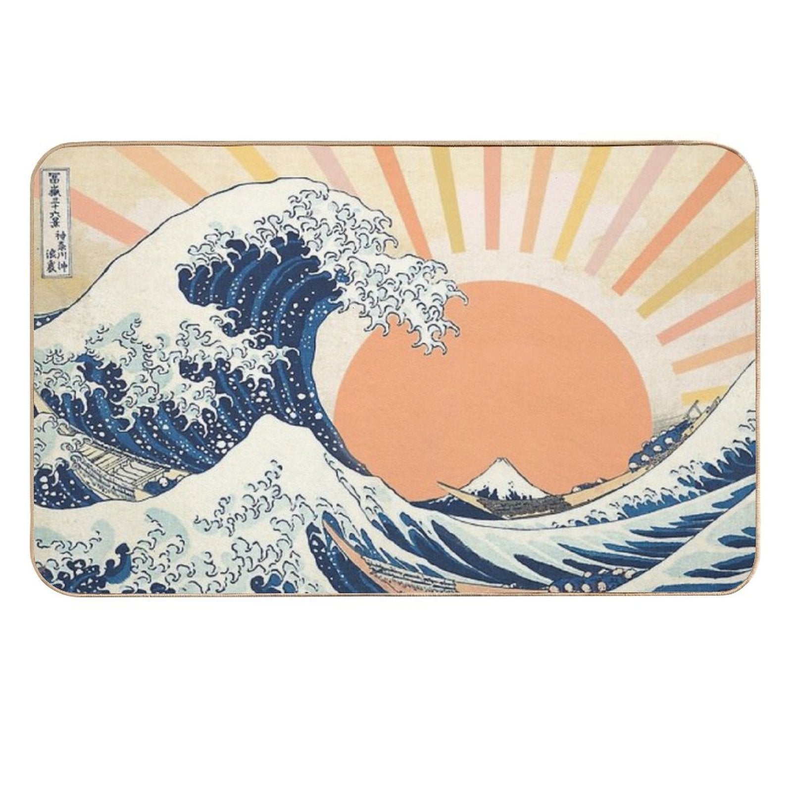 The Great Wave Off Kanagawa Retro Vintage Sunset  Rapid-Drying Bath Mat