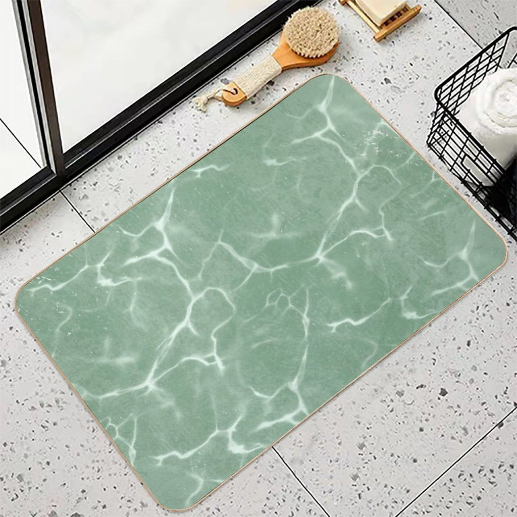 Mint Wave Minimalist Aesthetic Pattern Durable Bath Mat