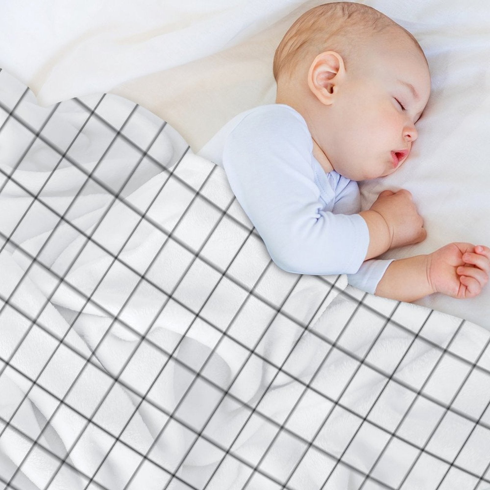 Black Grid Wrinkle-free Throw Blanket