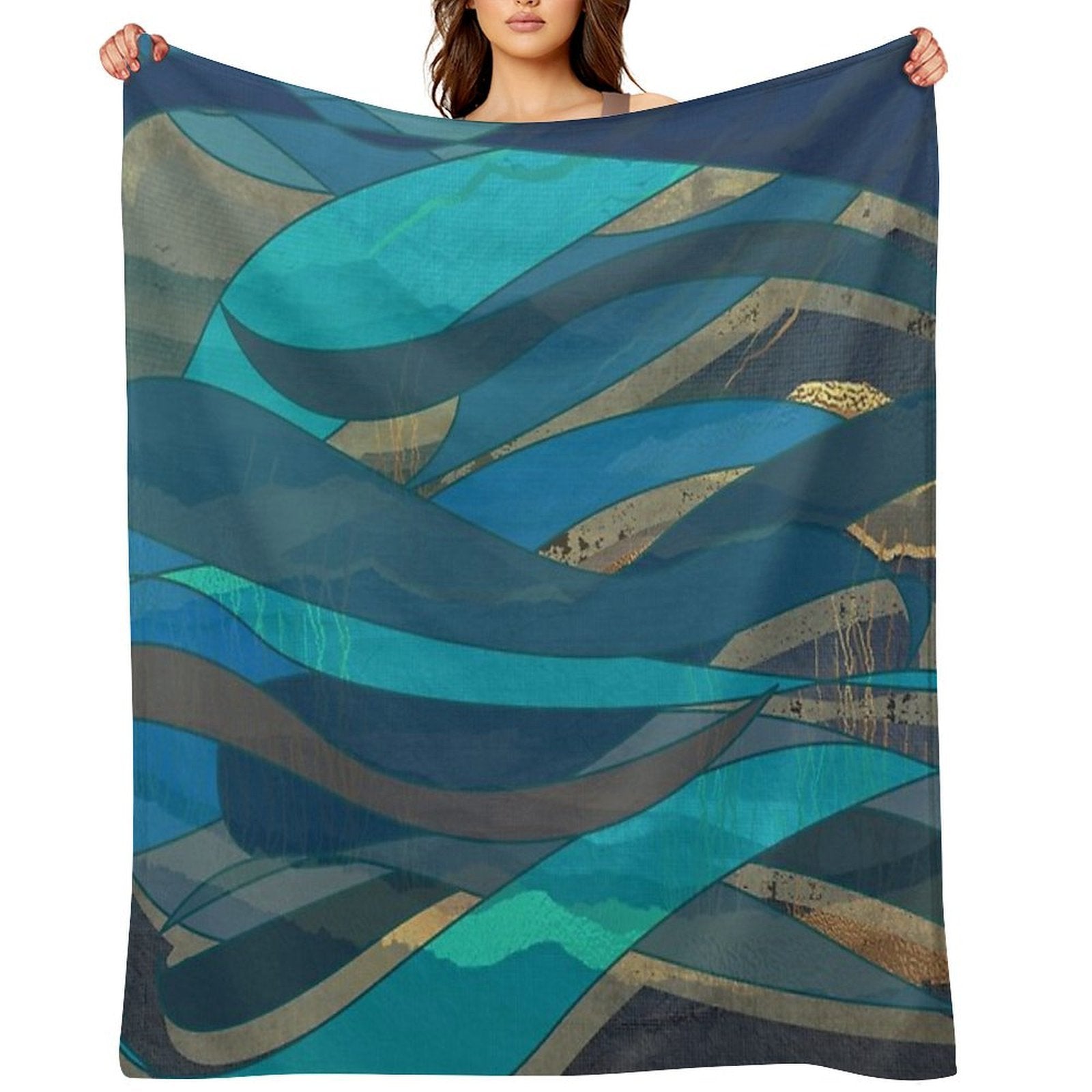 Magical Fantasy Ocean Scene for Wild Open Water Swimming, Deep Sea Divers.  Caroline Laursen Original Shrink-resistant Throw Blanket