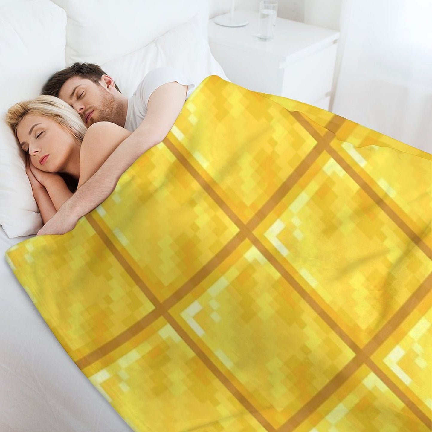Minecraft Gold Block Texture Pixel Art Versatility Throw Blanket