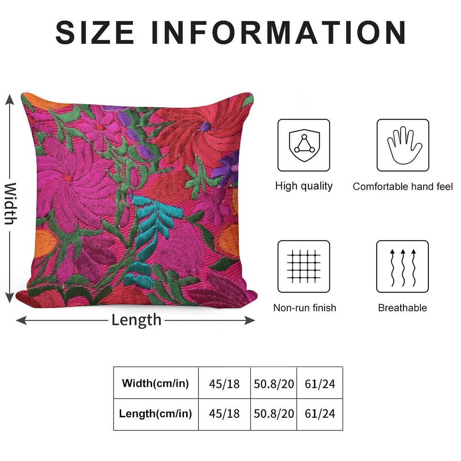Mexican Embroidered Soft Skin-Friendly Throw Pillow
