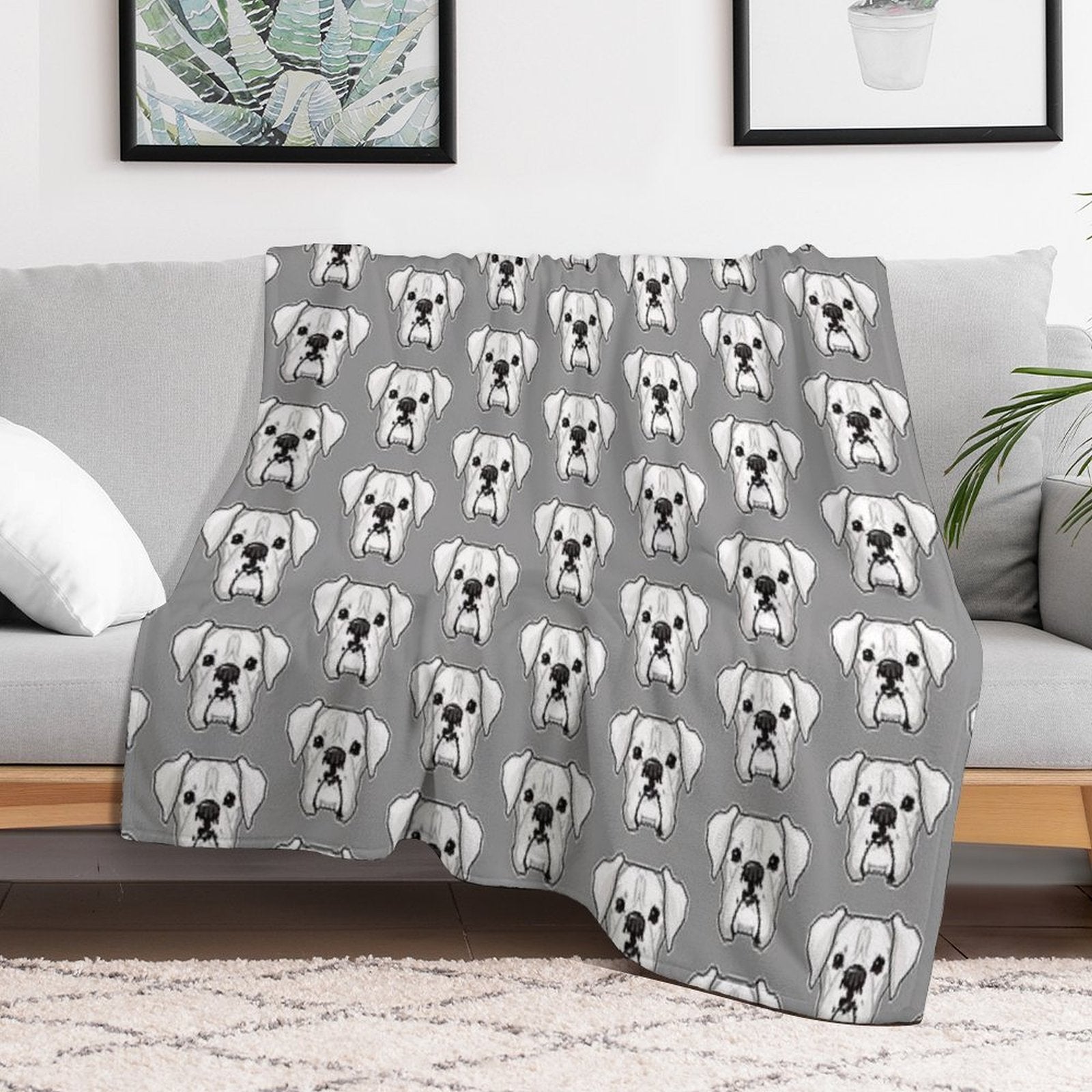 White Boxer Premium Throw Blanket