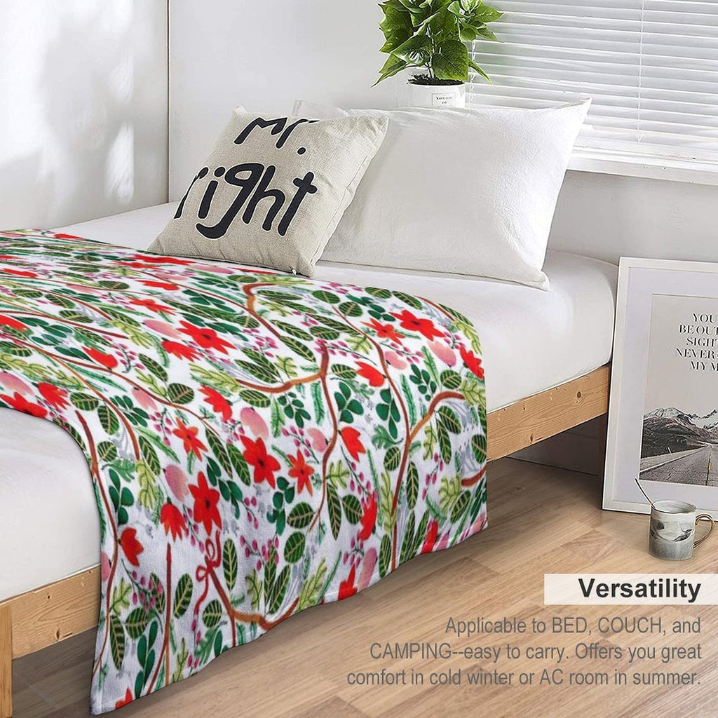 Christmas Floral Pattern Easy Care Throw Blanket