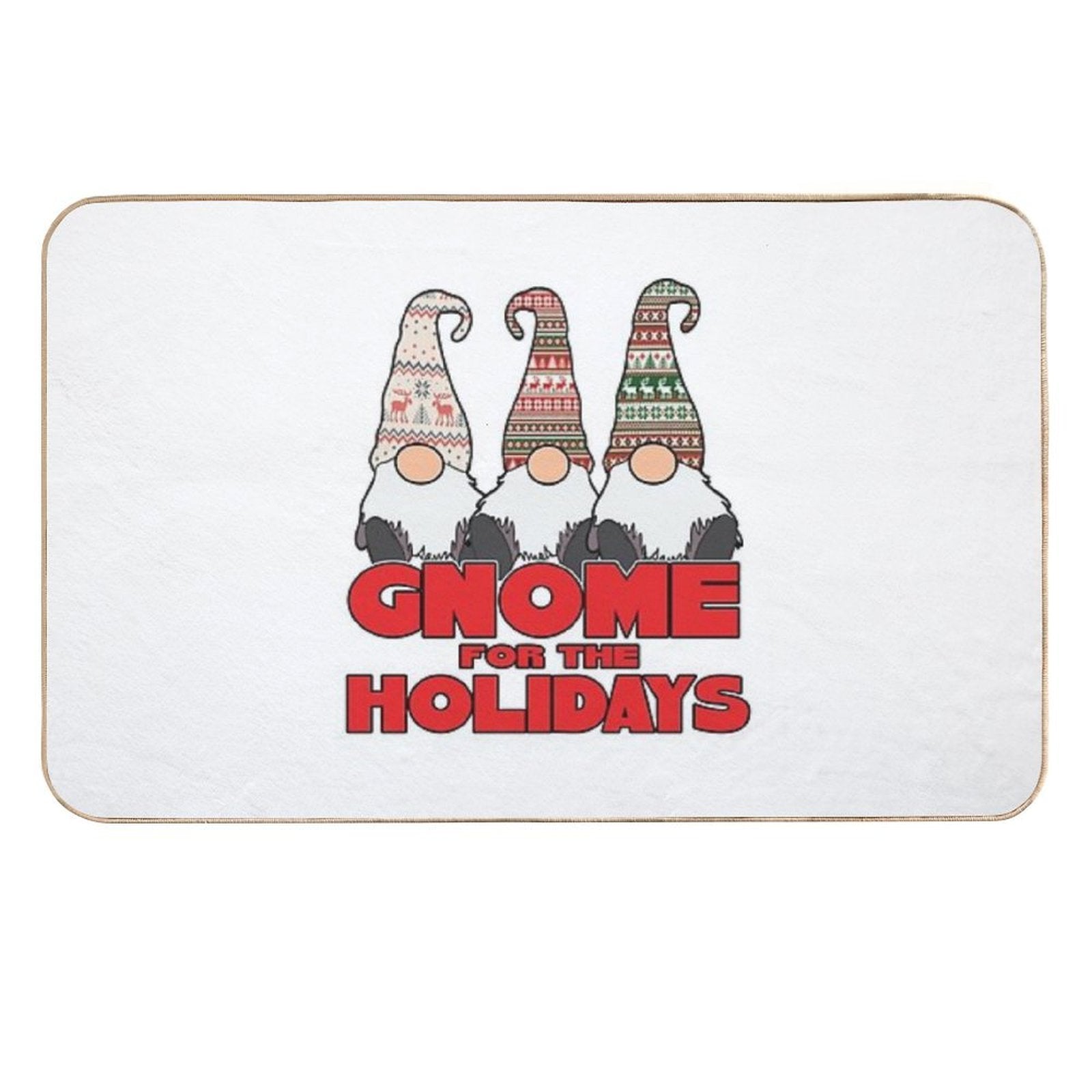 3 Nordic Gnomes Gnome for The Holidays Christmas  Repositionable Bath Mat