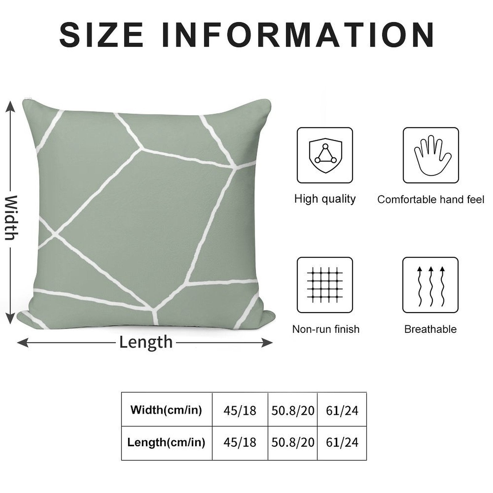 Geometric Sage Green Throw Pillow Soft Short Plush Fabric Throw Pillow