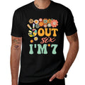 Peace Out Six Im 7 Groovy 7th Happy Birthday Boy Girl  Durable T-Shirt