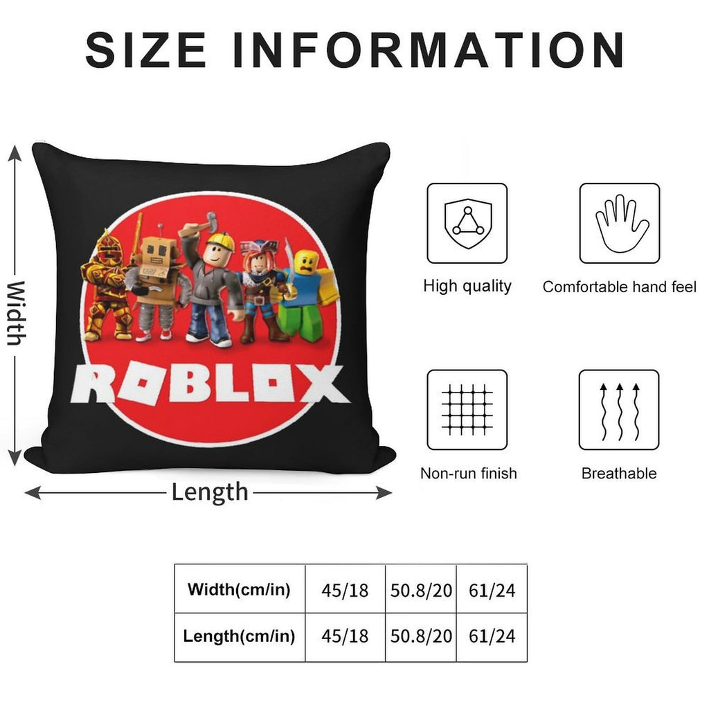 Roblox All Characters,roblox Logo Soft Shrink-Resistant Throw Pillow