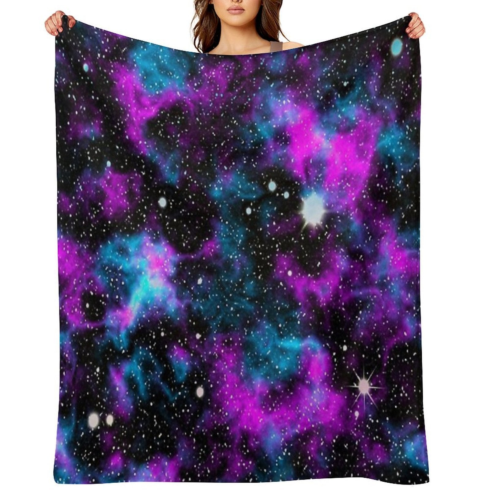 Purple And Blue Galaxy Comfort Throw Blanket