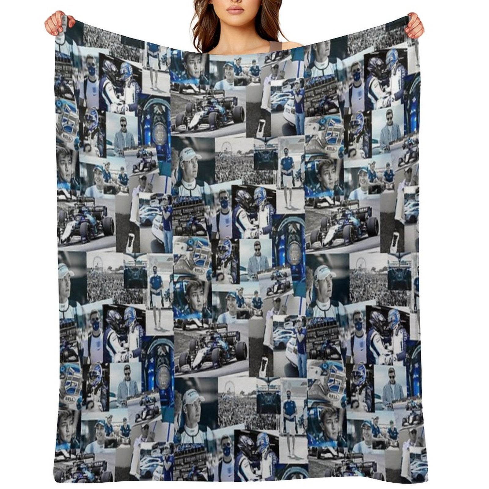 George Russle Williams Racing Collage Machine-washable Throw Blanket