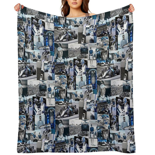 George Russle Williams Racing Collage Machine-washable Throw Blanket