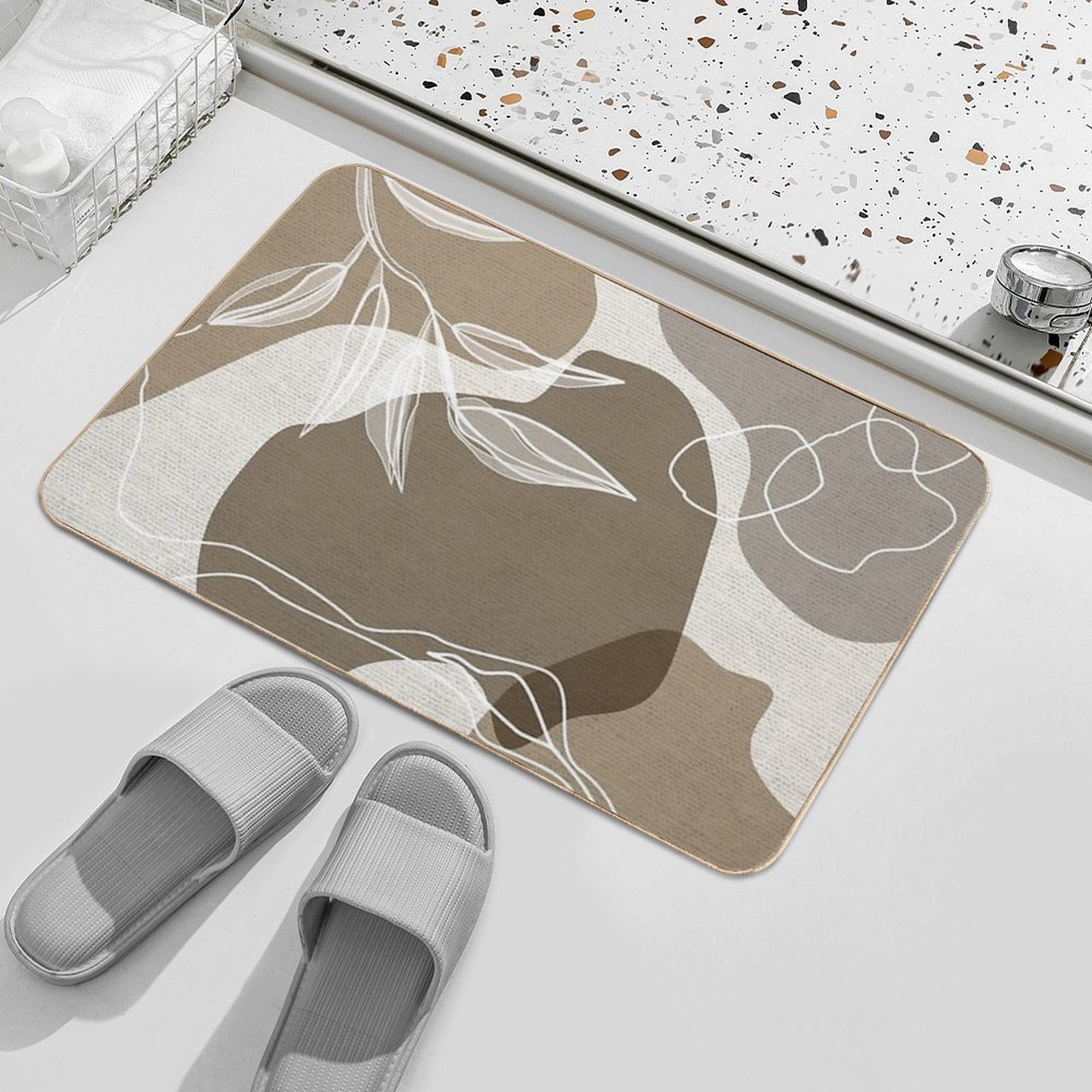 Leafy Lane in Neutral 1  Dirt-Trapping Bath Mat