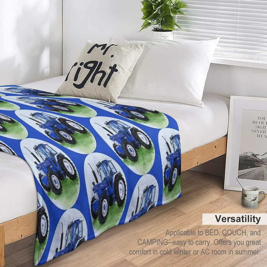 Blue Classic Tractor (blue Background) Wrinkle-free Throw Blanket