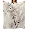 Cherry Blossom Artistic Closeup Sepia Toned Art Photo Print Easy Care Throw Blanket