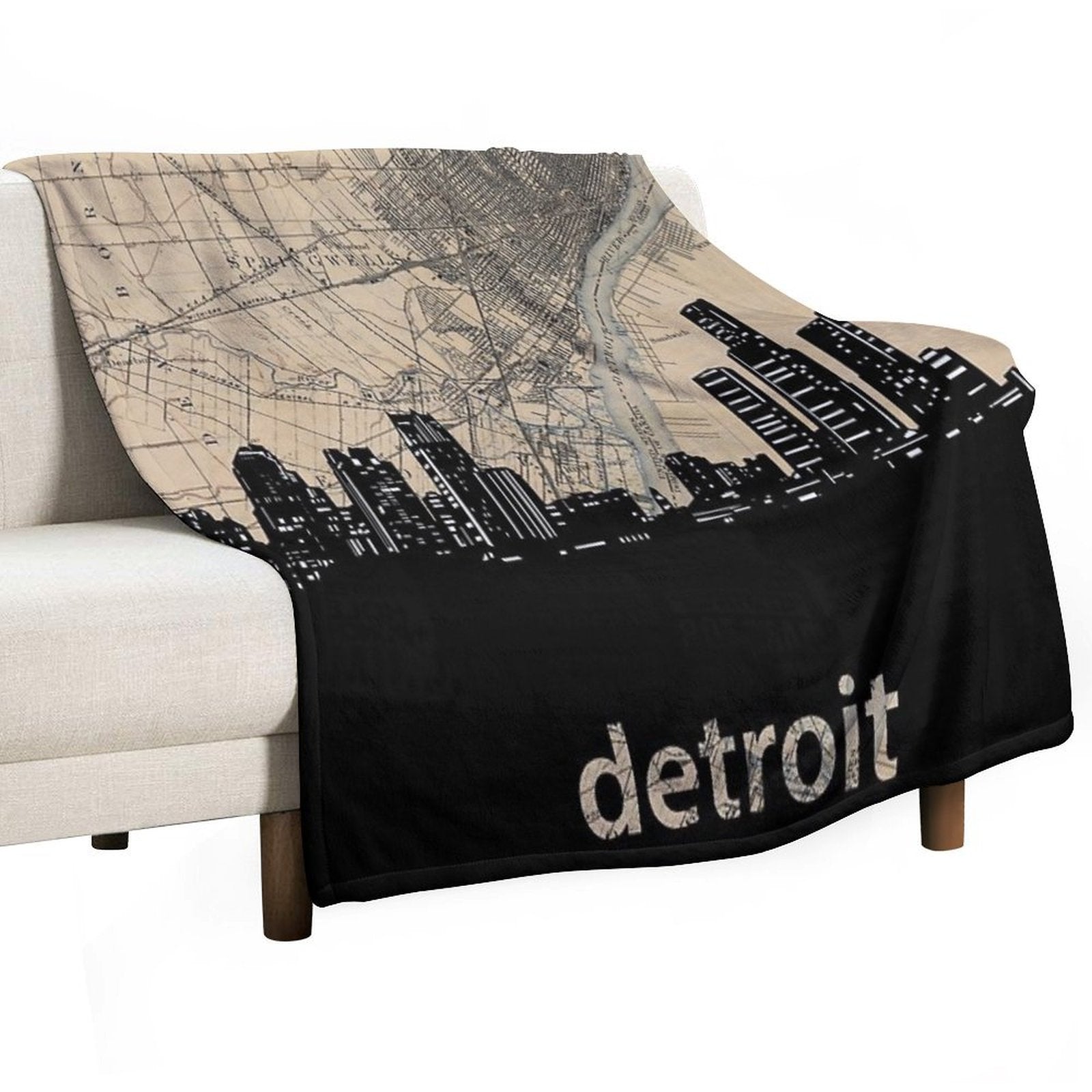 Detroit Skyline Comfort Throw Blanket