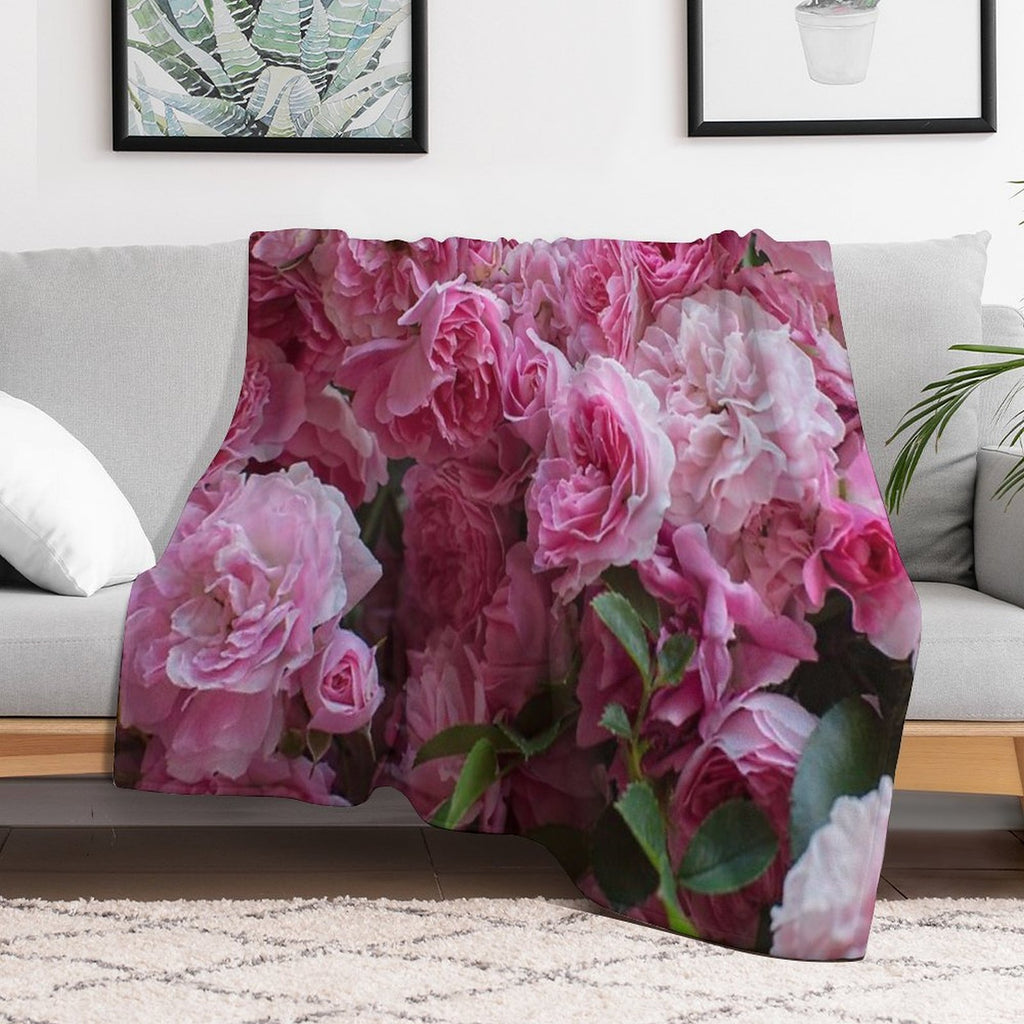 Pink Peonies Garden Machine-washable Throw Blanket