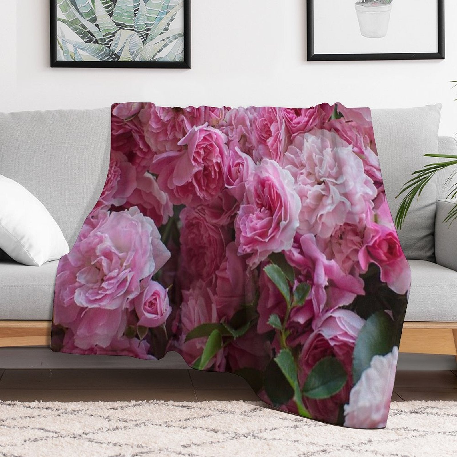Pink Peonies Garden Machine-washable Throw Blanket