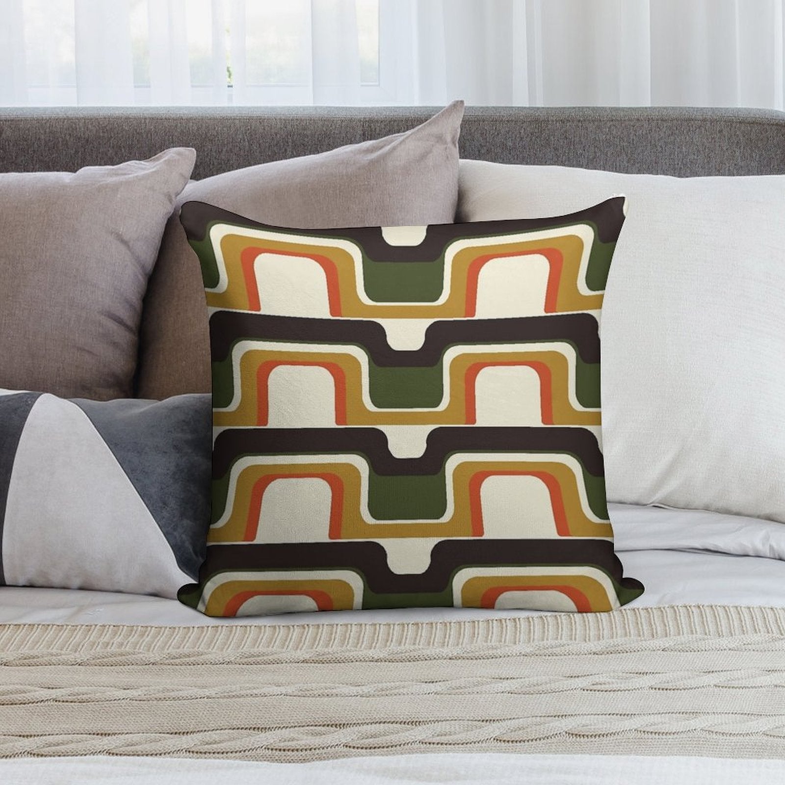 Mid-Century Modern Meets 1970s Soft Gift Ready Throw Pillow