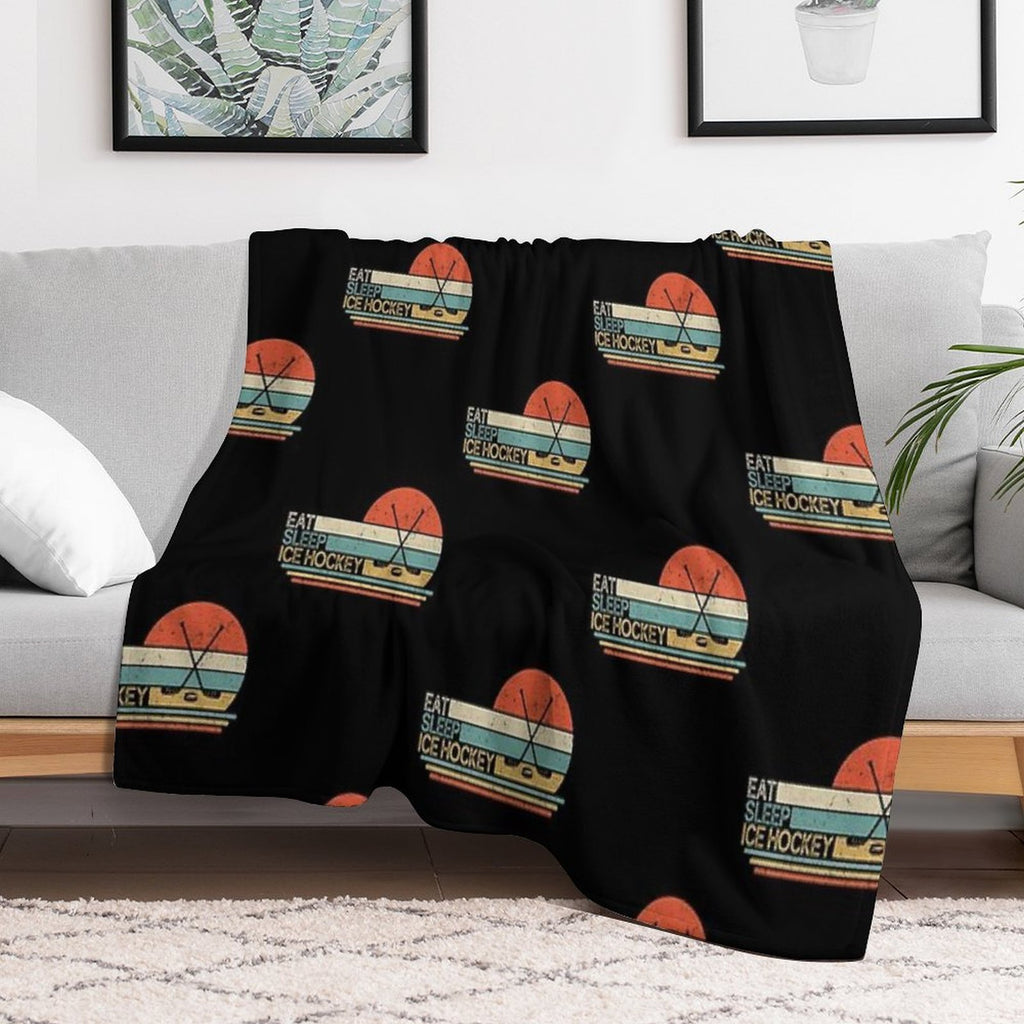 Ice Hockey Vintage Eat Sleep Premium Throw Blanket
