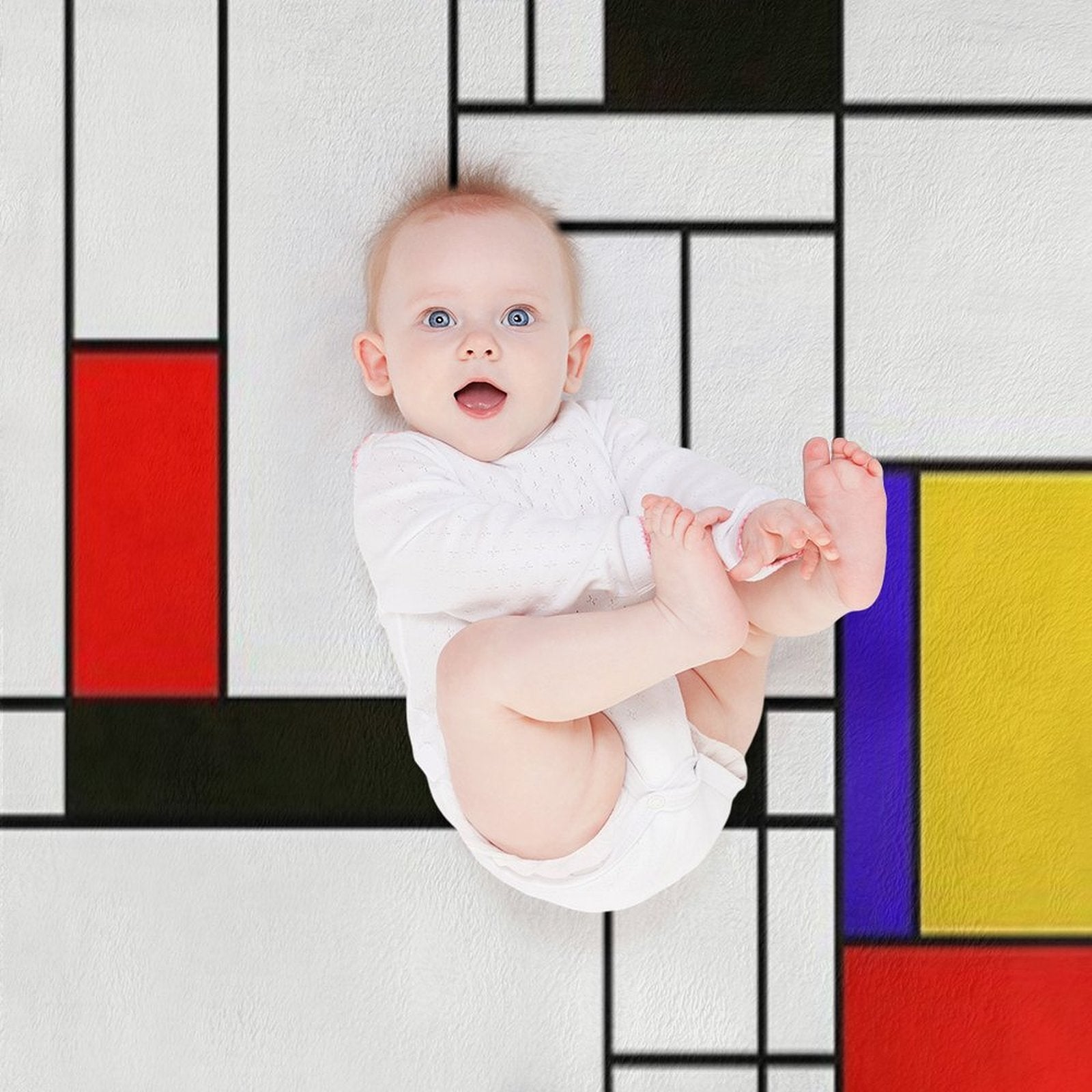 Mondrian Style Abstract Art Premium Throw Blanket