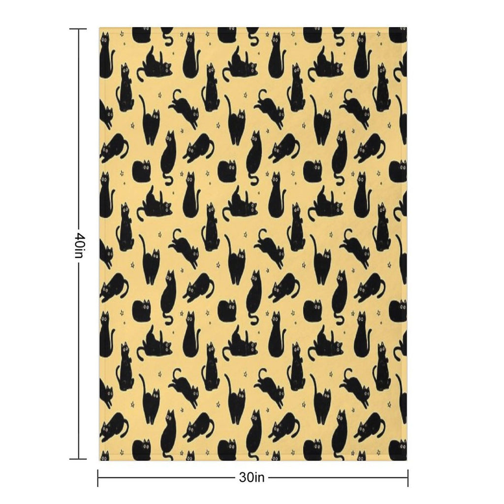 Black Cat Pattern Compact Throw Blanket