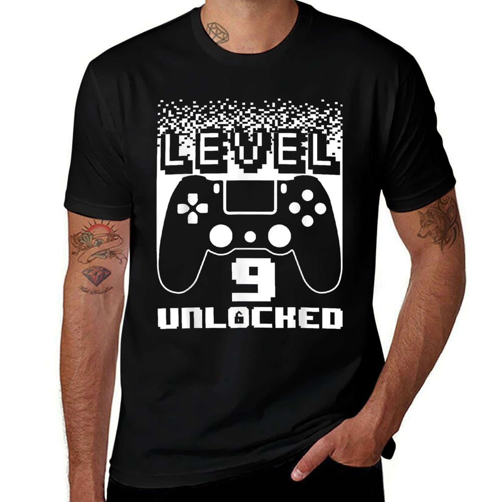 9th Birthday Art For Boys Level 9 Unlocked Gamer 9 Year Old  Eco-friendly Material T-Shirt