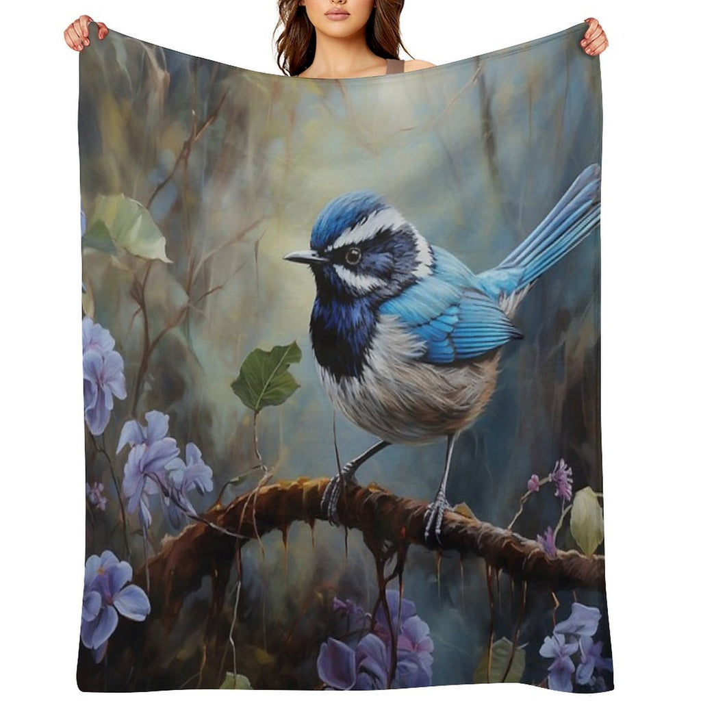 Australian Blue Wren. Anti-pilling Throw Blanket