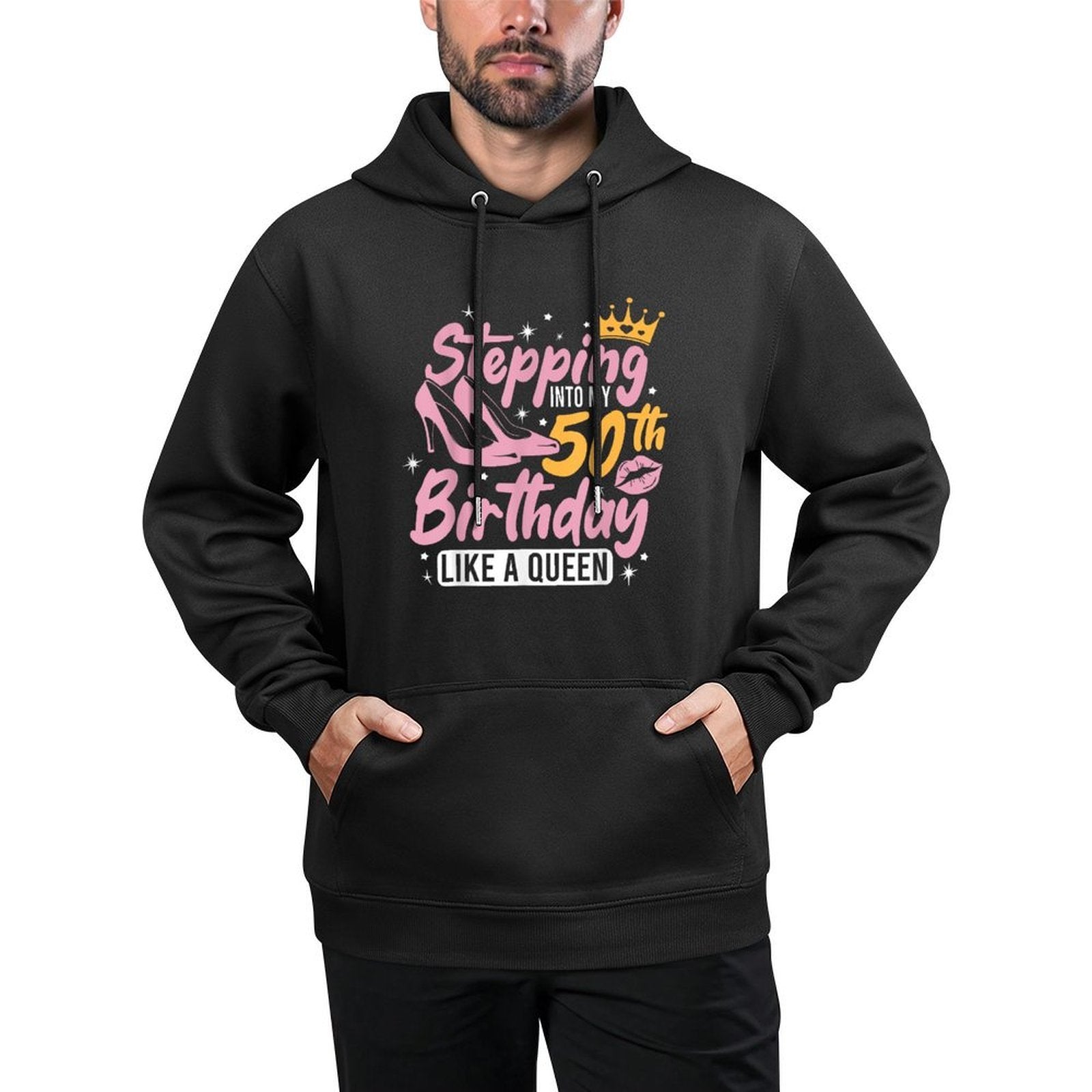 50th Birthday Like A Queen, 50 Years Old Woman Birthday Medium-Weight Fabric Hoodie