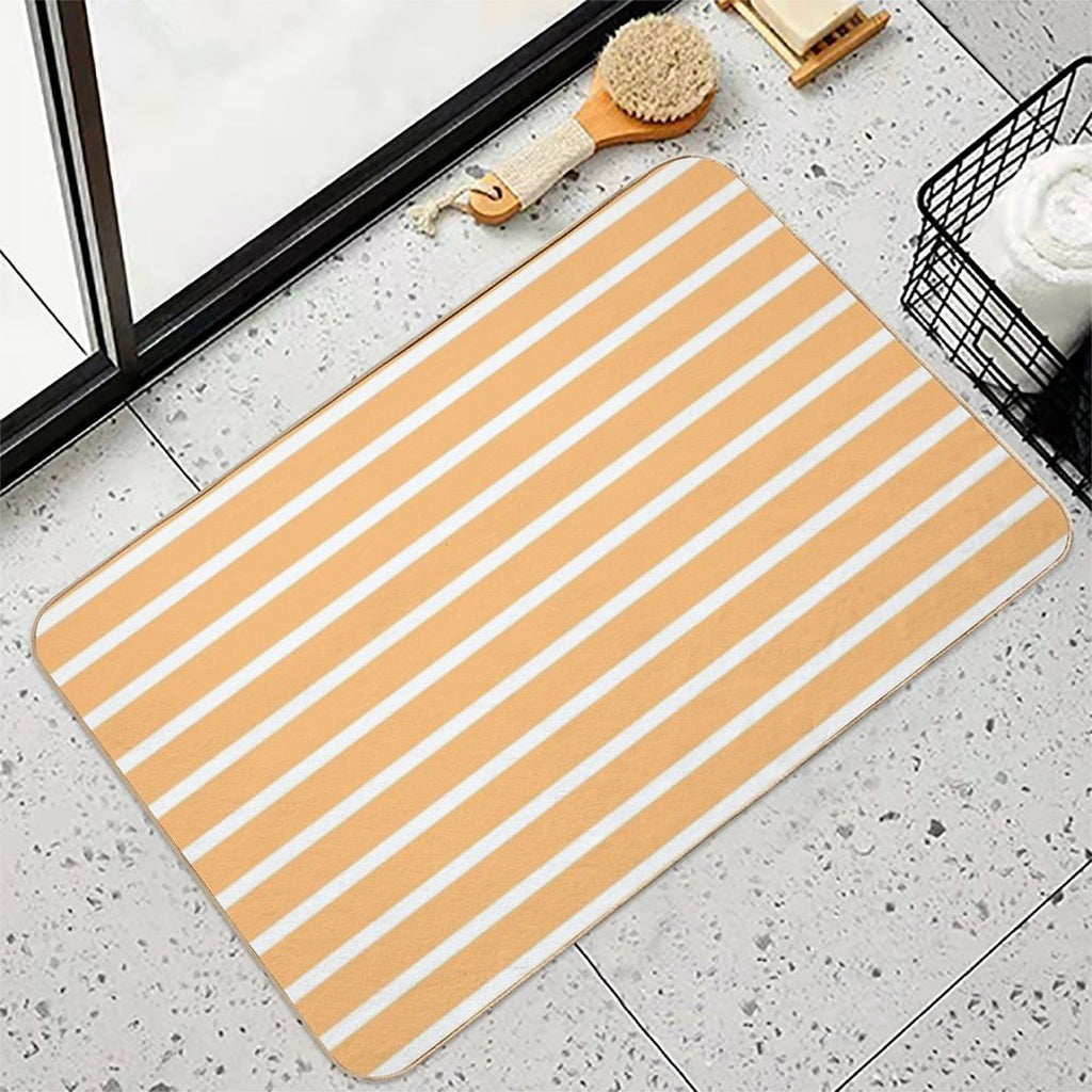 Apricot Orange And White Horizontal Stripes  Versatile Bath Mat