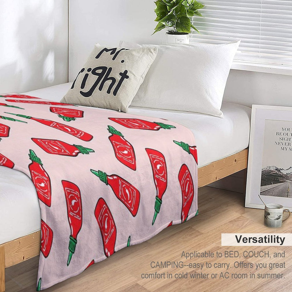 Sriracha Sauce - Pink - Hot Chili Sauce Anti-pilling Throw Blanket