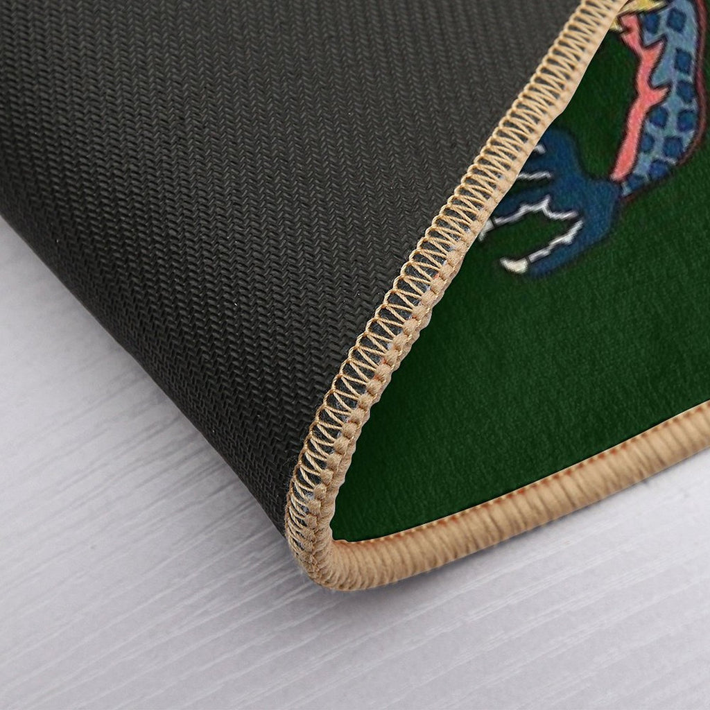 TIBETAN DRAGON RUG-green  Repositionable Bath Mat