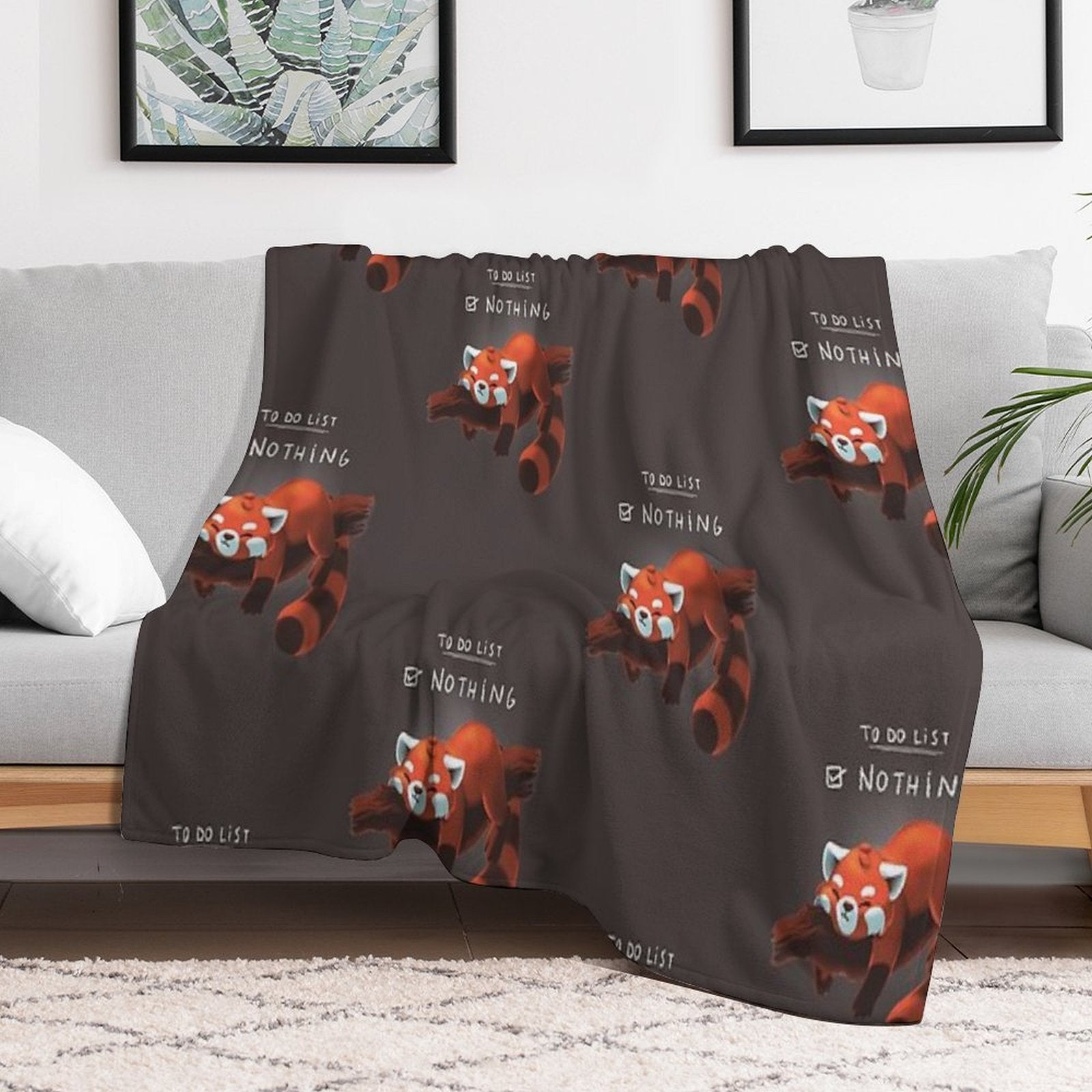 Red Panda Day - to Do List Nothing - Cute Fluffy Animal - Procrastinate Durable Throw Blanket