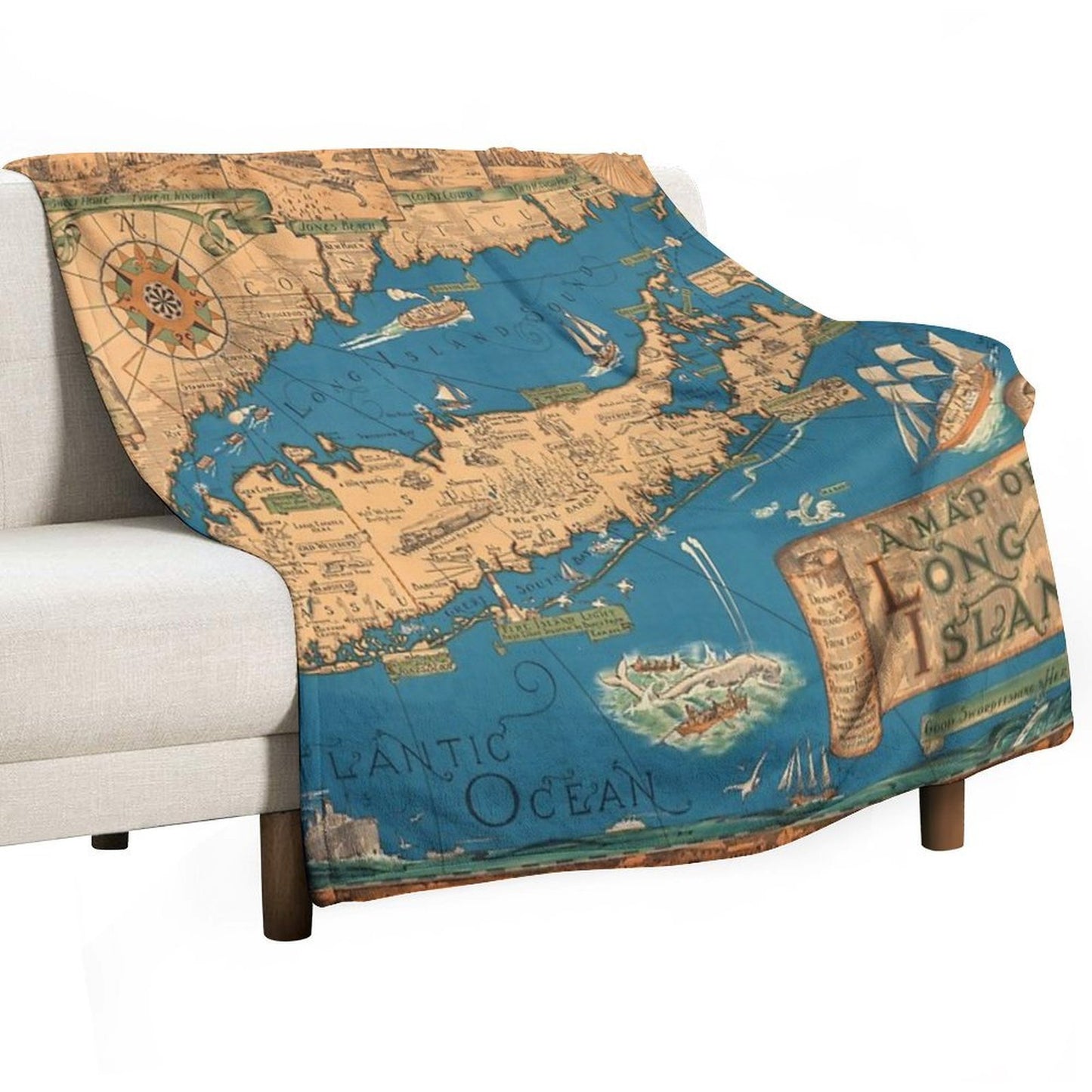 1953 Long Island Map - Special Gift Idea Comfort Throw Blanket