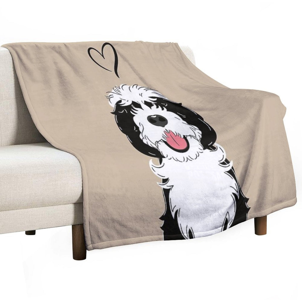 LOVE Black And White Sheepadoodle 1 Easy Care Throw Blanket
