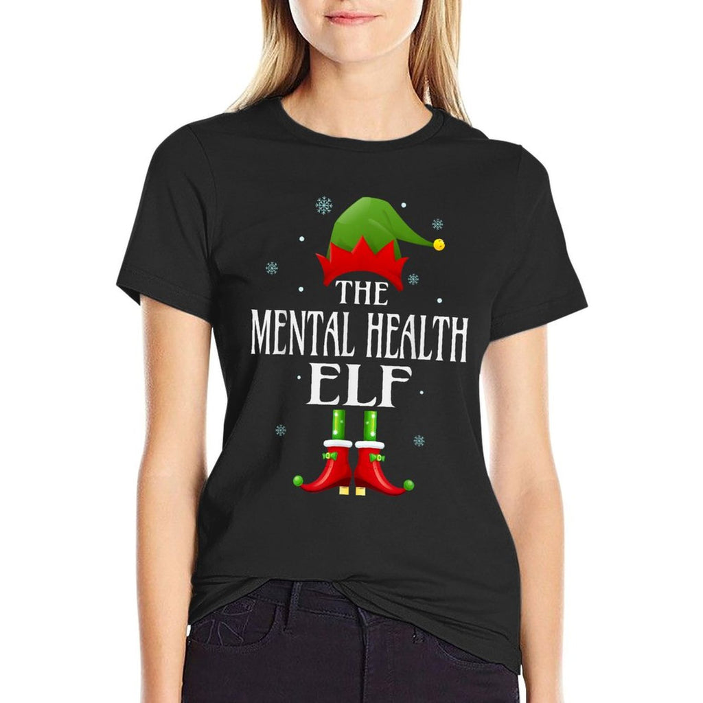 Mental Health Elf Xmas Funny Family Matching Christmas  Stretchy T-Shirt