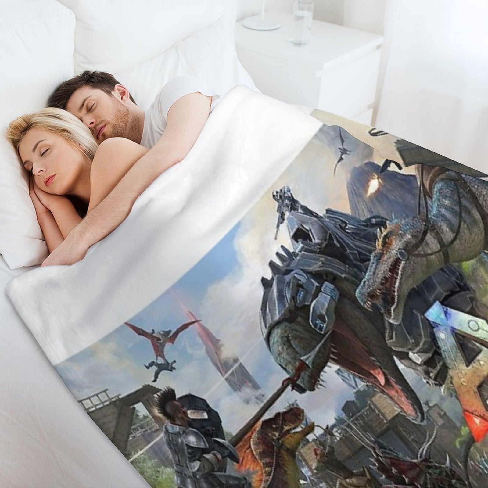 Dinosaurs War Ark Sustainable Throw Blanket