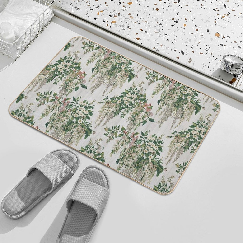 Jasmine, Wisteria And Honeysuckle Blooms Flowers  Absorbent Bath Mat